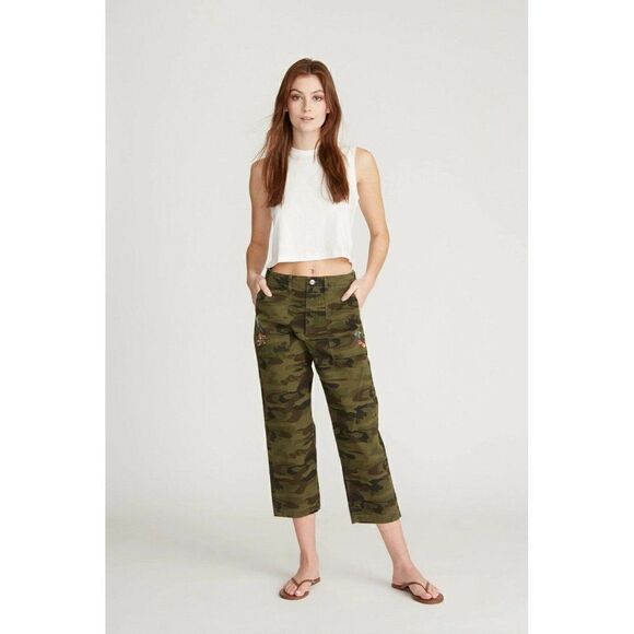 NWT DRIFTWOOD Sz 27 TABITHA STRAIGHT IN CAMO PRINT & EMBROIDERY - Picture 1 of 4